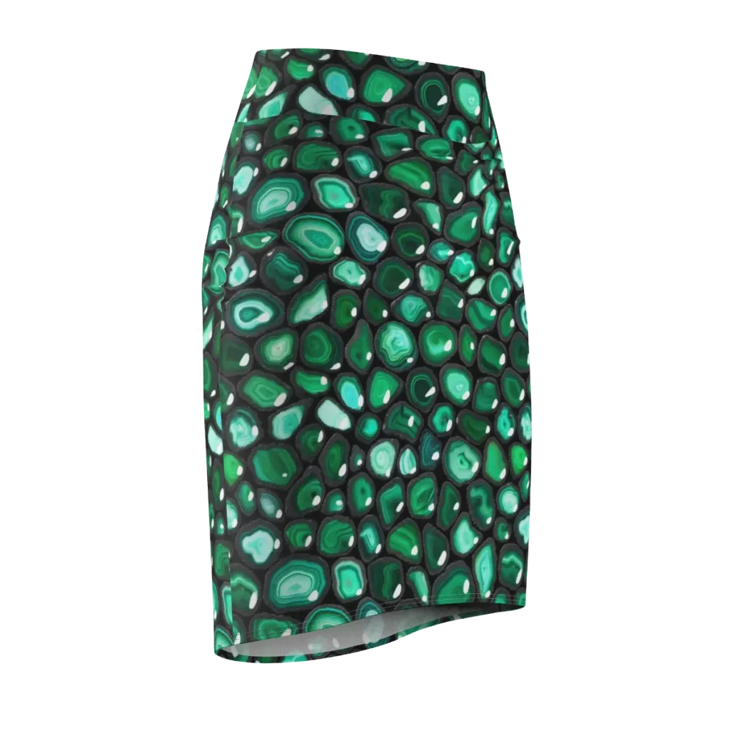 Verdant Veins on Pencil Skirt — Front Side