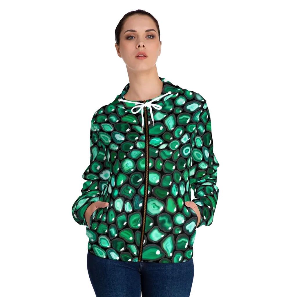 Verdant Veins on Women's Full-Zip Hoodie — Front On Person