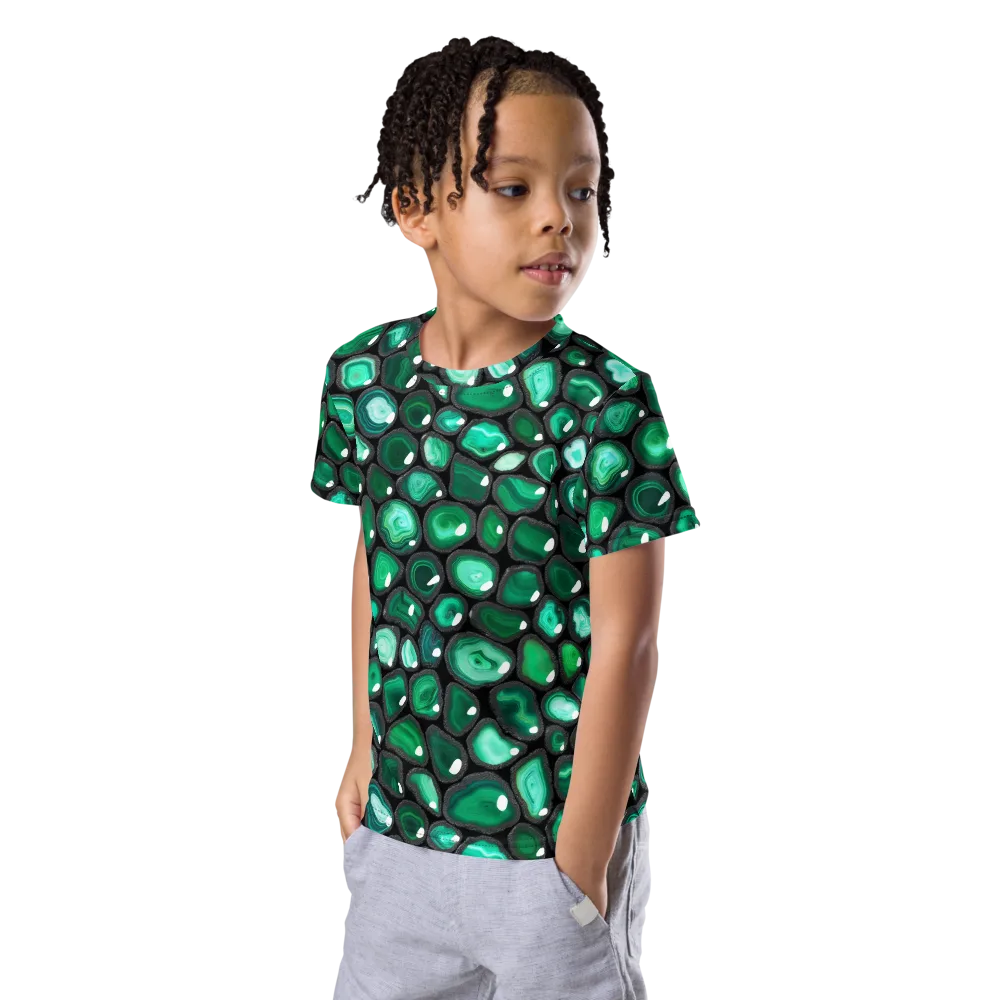Verdant Veins on Kids Crew Neck T-Shirt — Left Front
