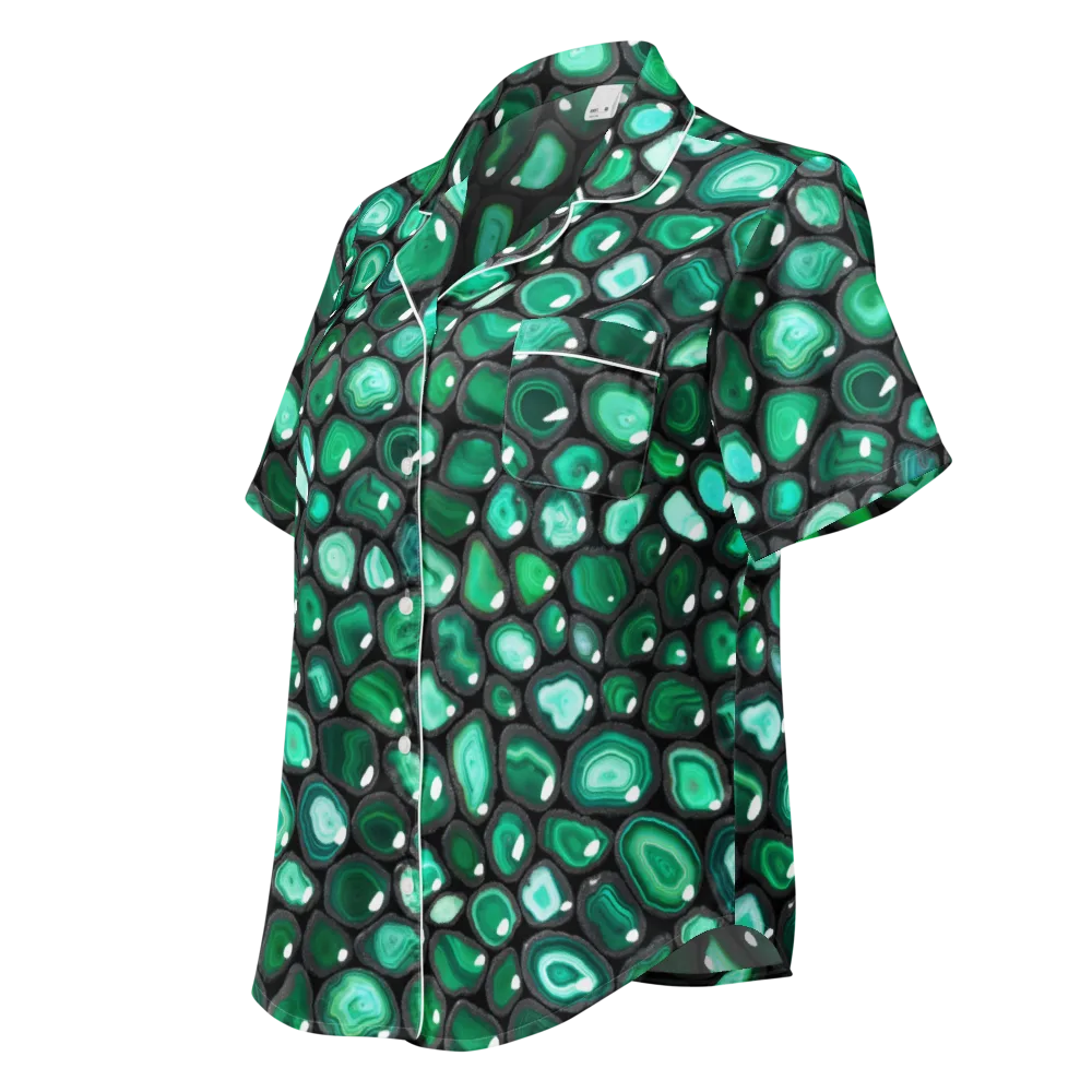 Verdant Veins on Women's Short Sleeve Pajama Top — Left Front