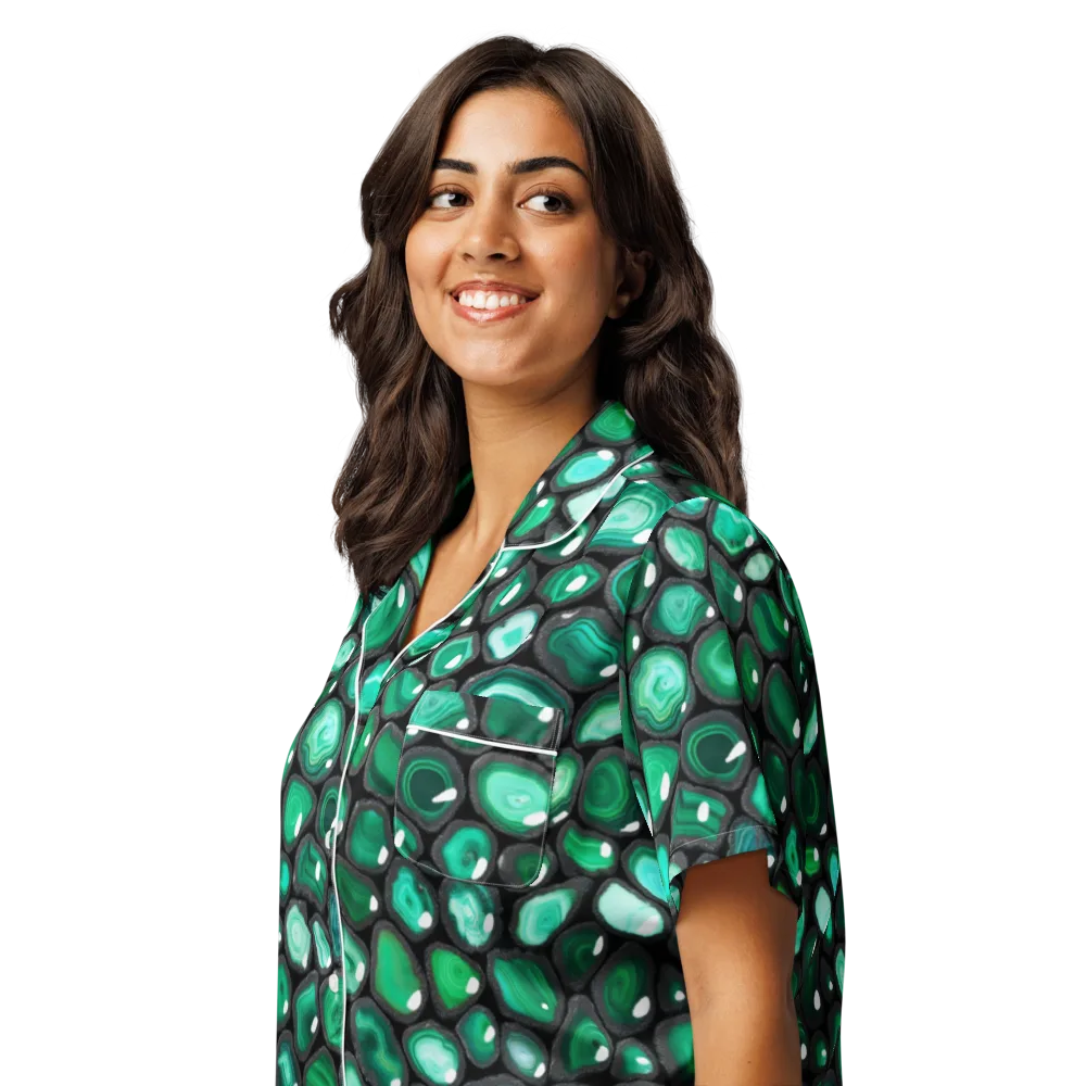 Verdant Veins on Women's Short Sleeve Pajama Top — Left Front