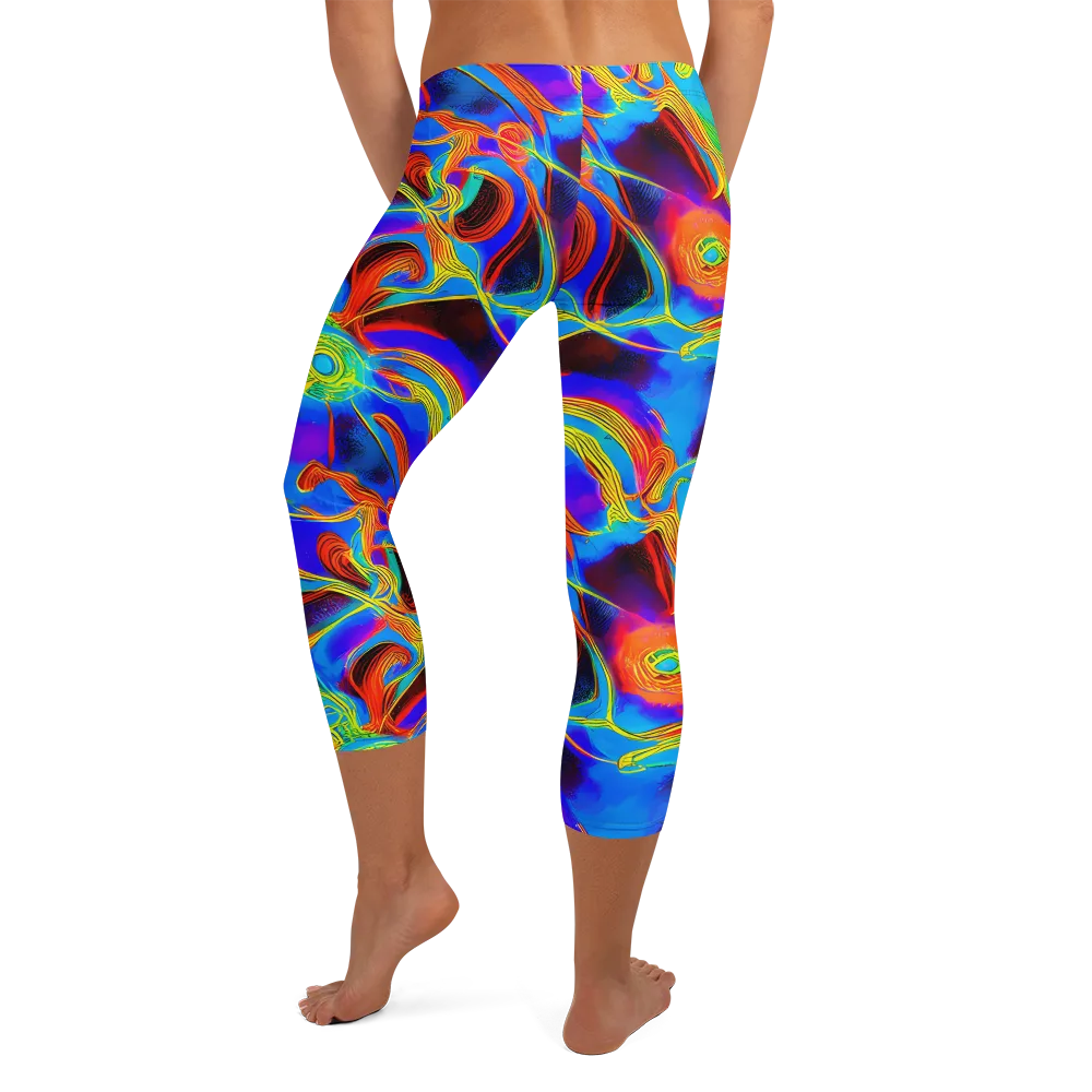 Sunburst Current on Capri Leggings — Back