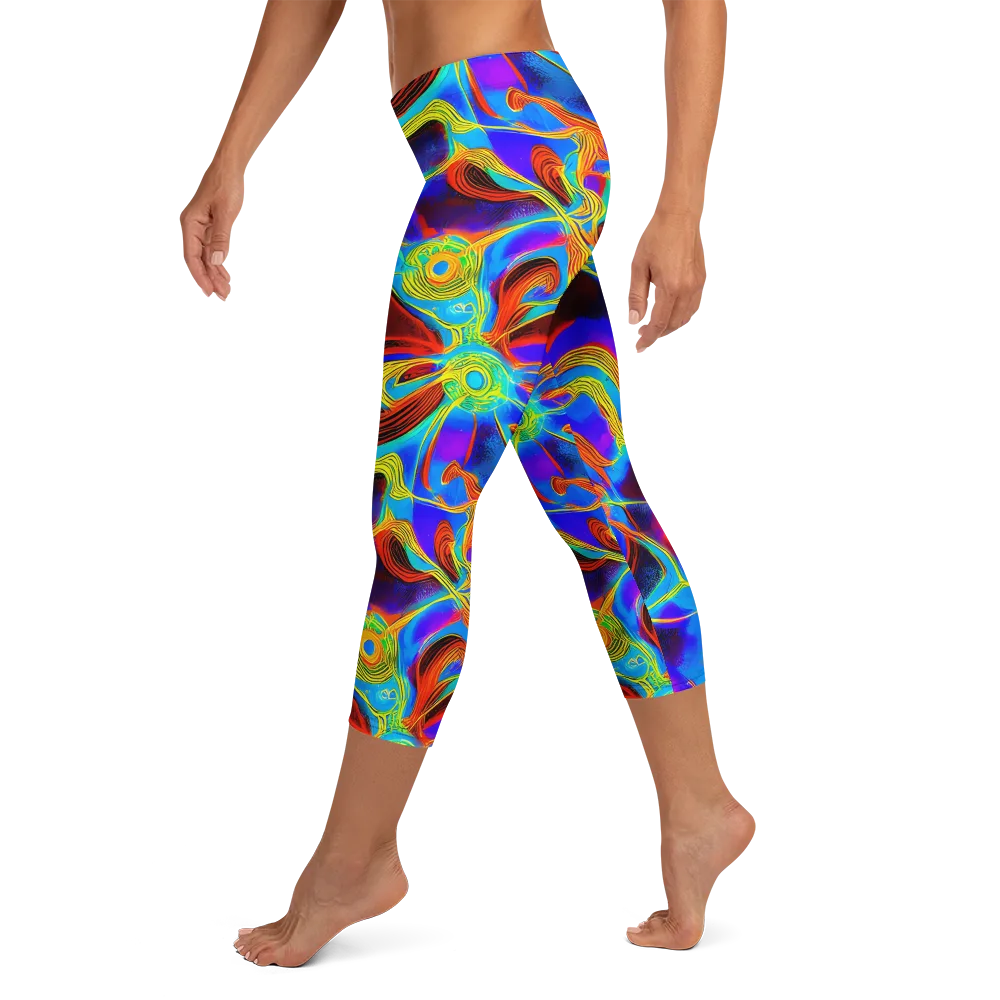 Sunburst Current on Capri Leggings — Left