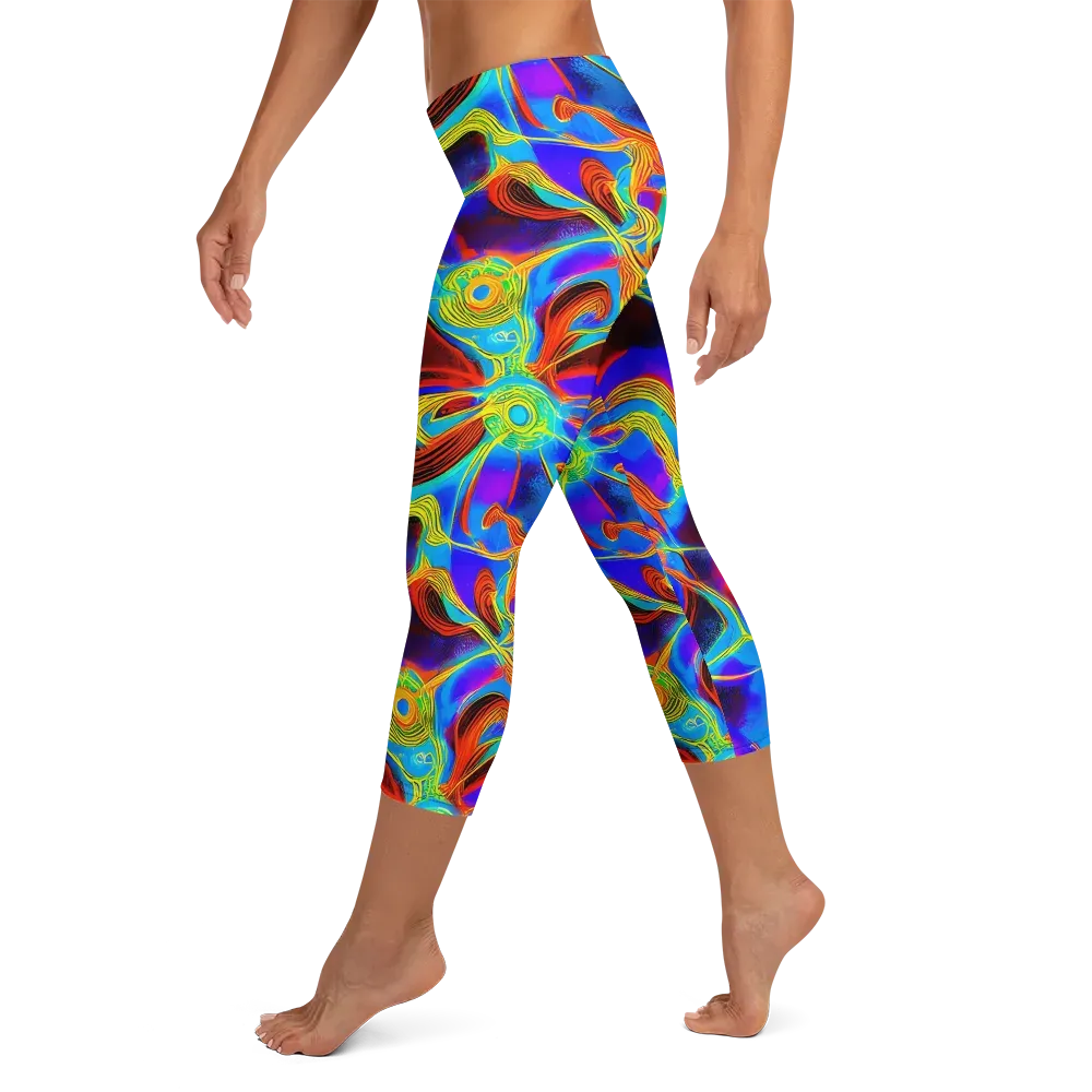 Sunburst Current on Capri Leggings — Left