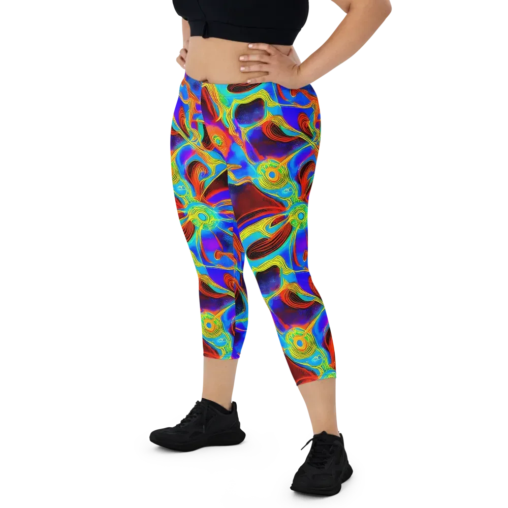 Sunburst Current on Capri Leggings — Front