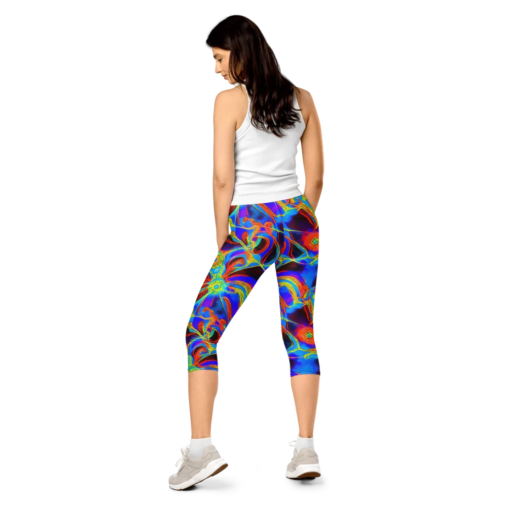 Sunburst Current on Capri Leggings — Back