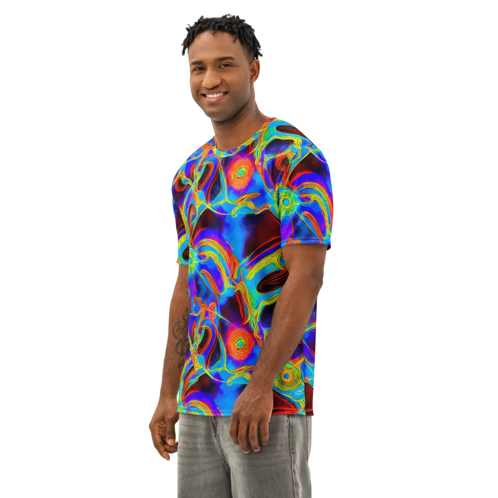 Sunburst Current on Men's Cotton Crew Neck T-Shirt — Left Front