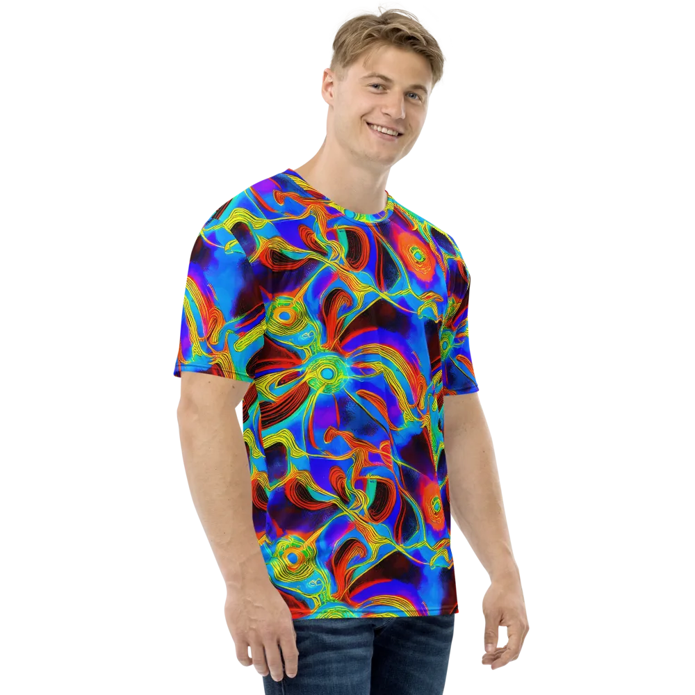 Sunburst Current on Men's Crew Neck T-Shirt — Right