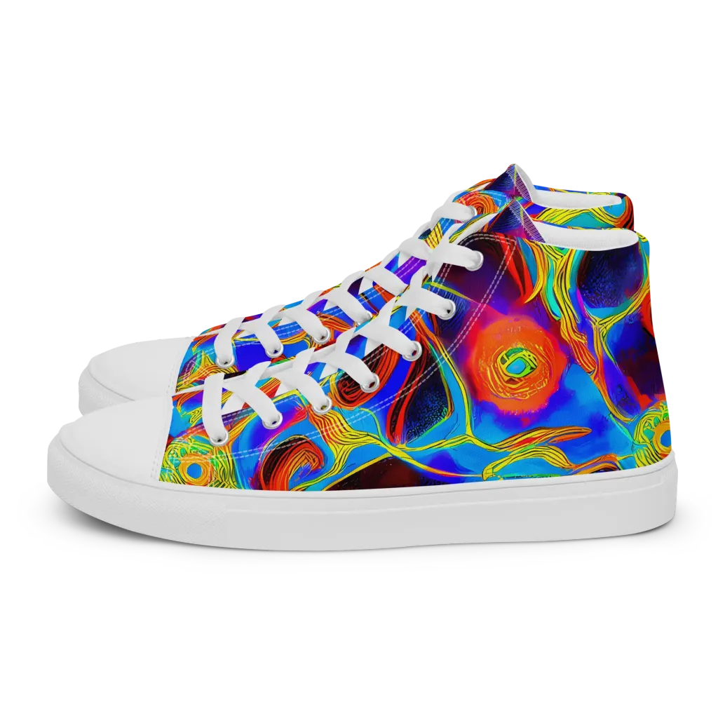 Sunburst Current on Men's High Top Canvas Shoes — Left