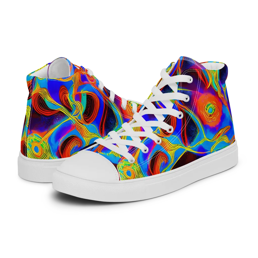 Sunburst Current on Men's High Top Canvas Shoes — Left