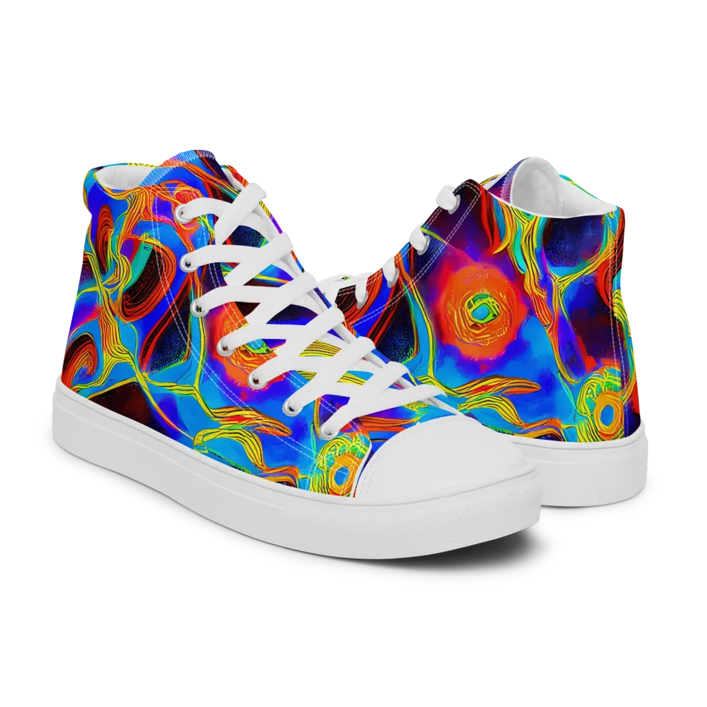 Sunburst Current on Men's High Top Canvas Shoes — Right
