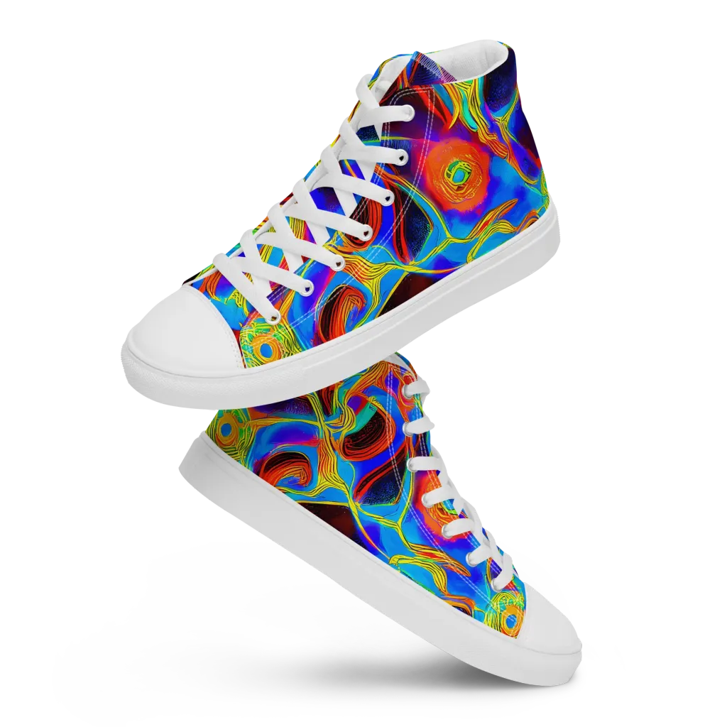 Sunburst Current on Men's High Top Canvas Shoes — Front
