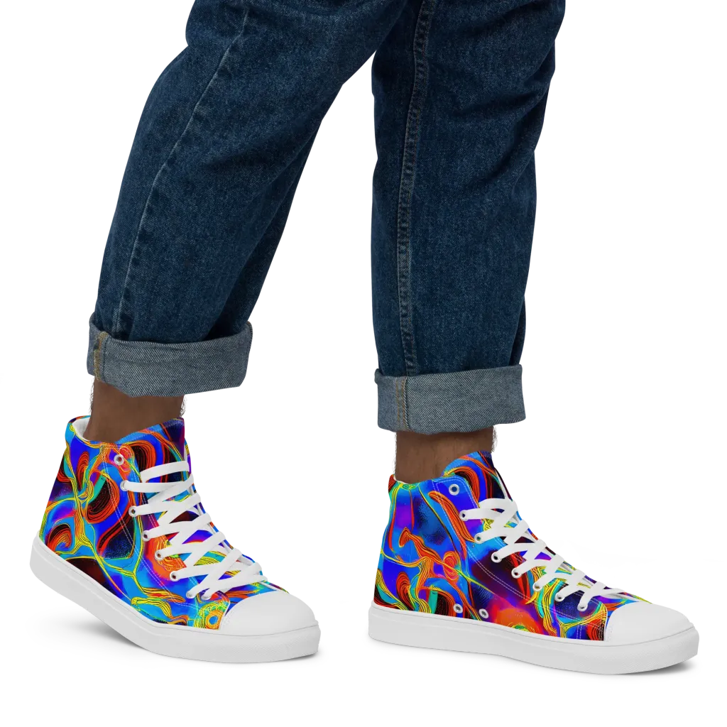 Sunburst Current on Men's High Top Canvas Shoes — Right