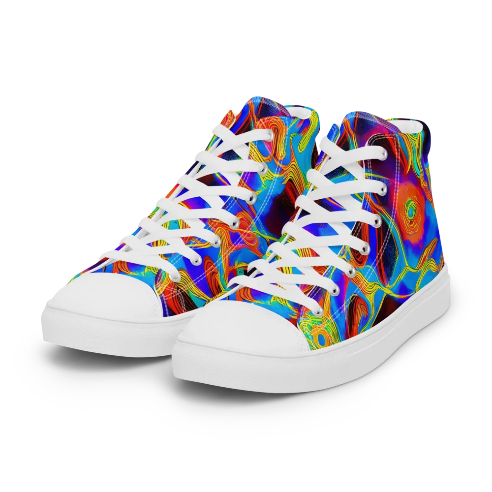 Sunburst Current on Women's High Top Canvas Shoes — Left Front
