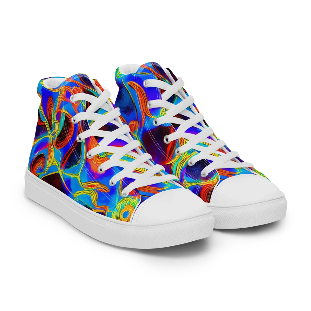Sunburst Current on Women's High Top Canvas Shoes — Right Front
