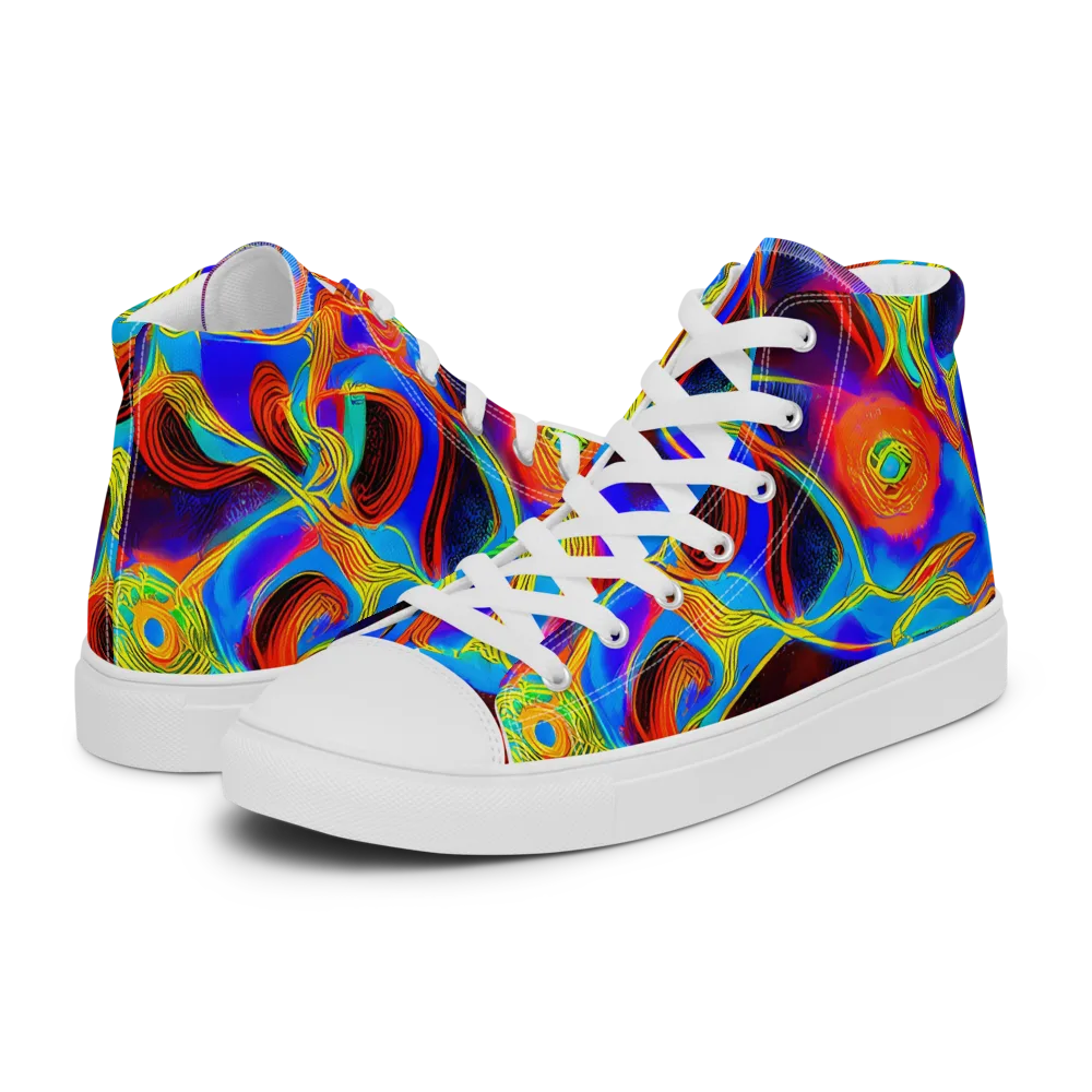 Sunburst Current on Women's High Top Canvas Shoes — Left