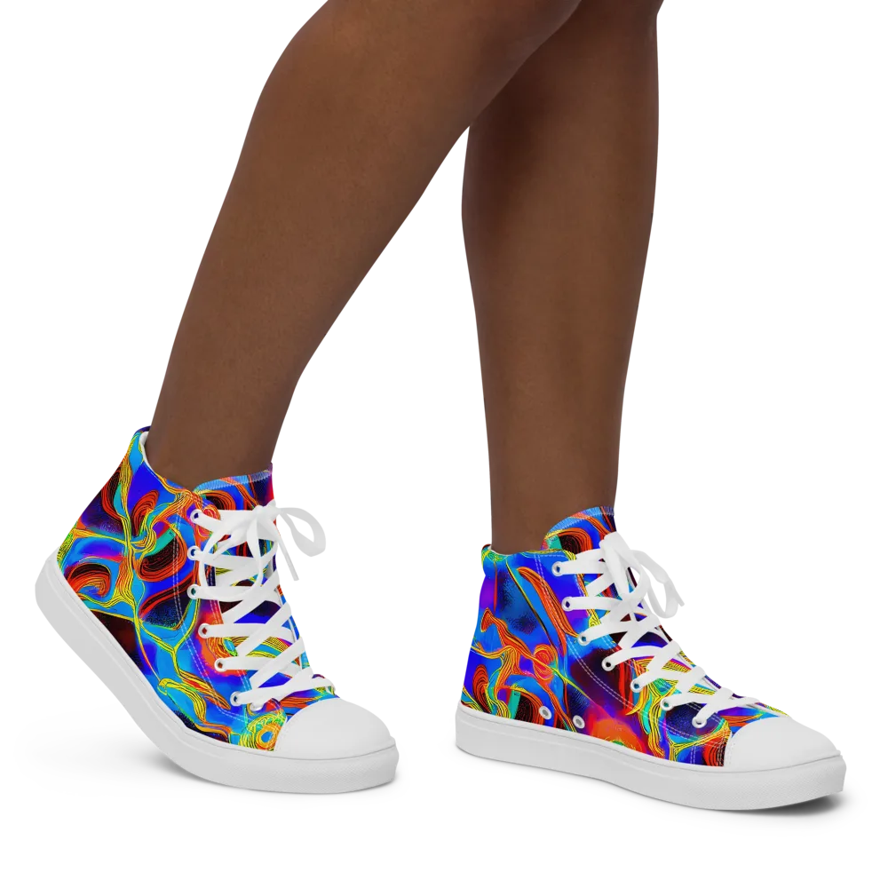 Sunburst Current on Women's High Top Canvas Shoes — Right