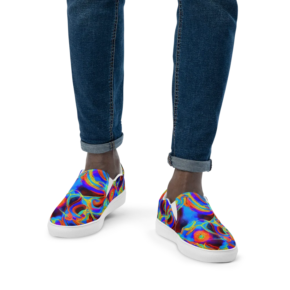 Sunburst Current on Men's Slip-On Canvas Shoes — Front