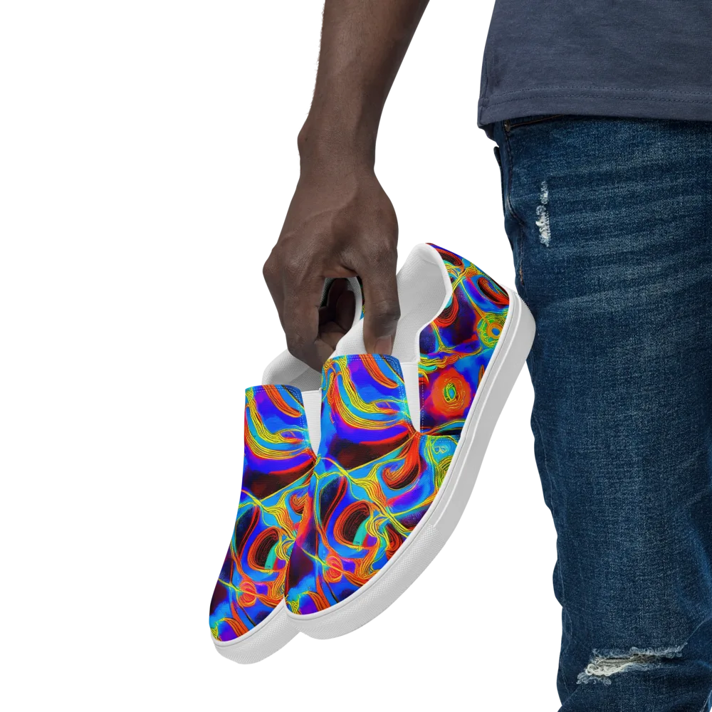 Sunburst Current on Men's Slip-On Canvas Shoes — Left Front