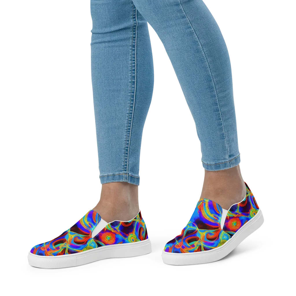 Sunburst Current on Women's Slip-On Canvas Shoes — Front