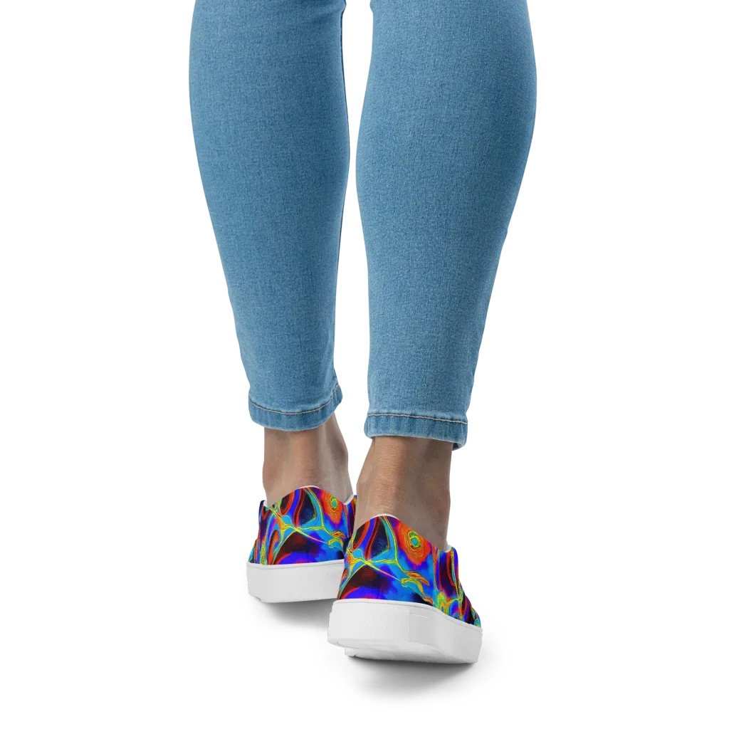 Sunburst Current on Women's Slip-On Canvas Shoes — Back