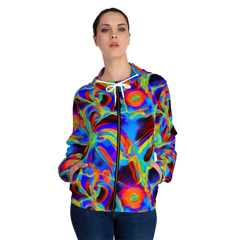 Sunburst Current on Women's Full-Zip Hoodie — Front On Person