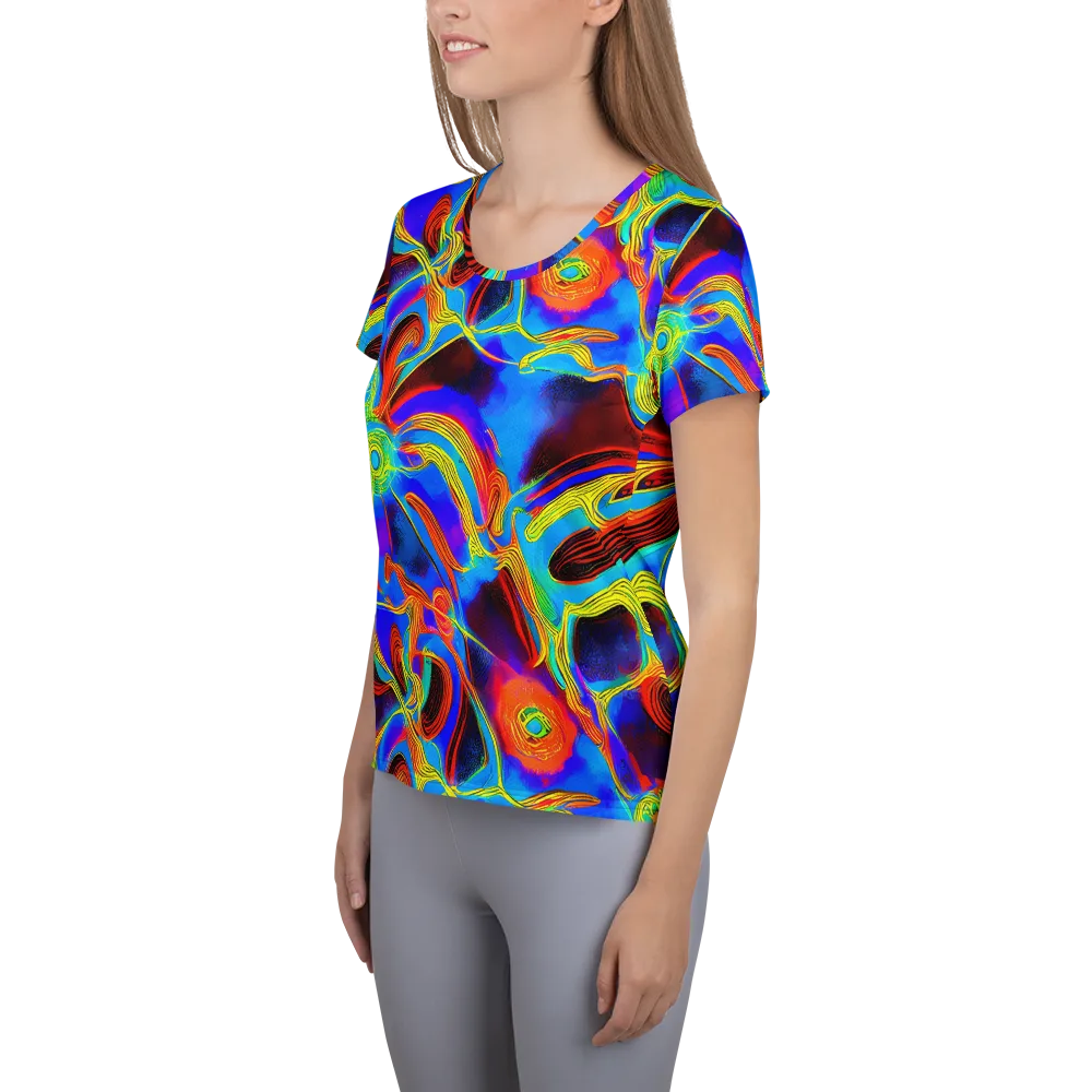 Sunburst Current on Women's Athletic T-Shirt — Left