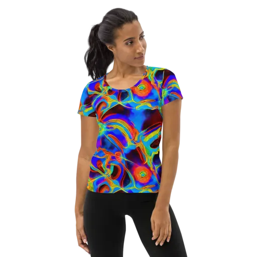 Sunburst Current on a Women's Athletic T-Shirt