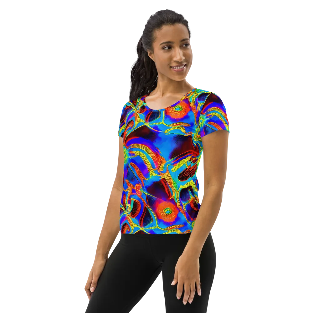 Sunburst Current on Women's Athletic T-Shirt — Left