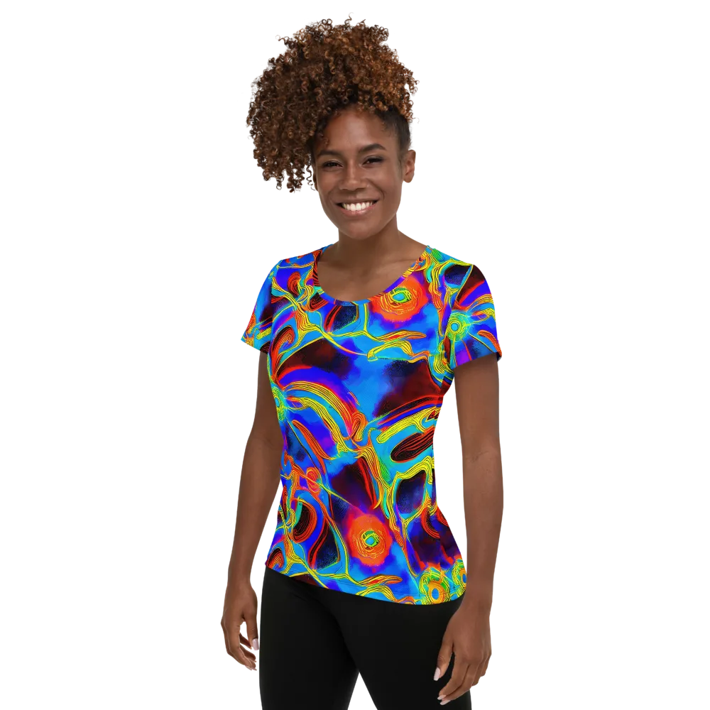 Sunburst Current on Women's Athletic T-Shirt — Left