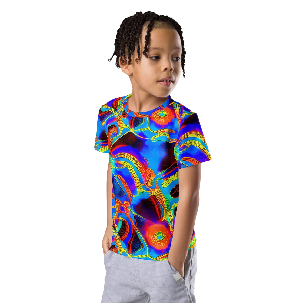 Sunburst Current on Kids Crew Neck T-Shirt — Left Front