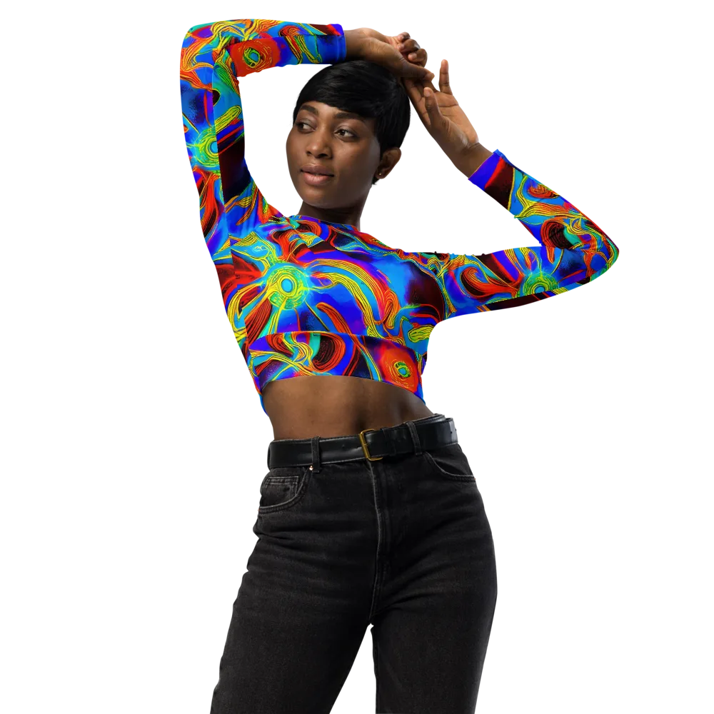Sunburst Current on Long Sleeve Crop Top — Front