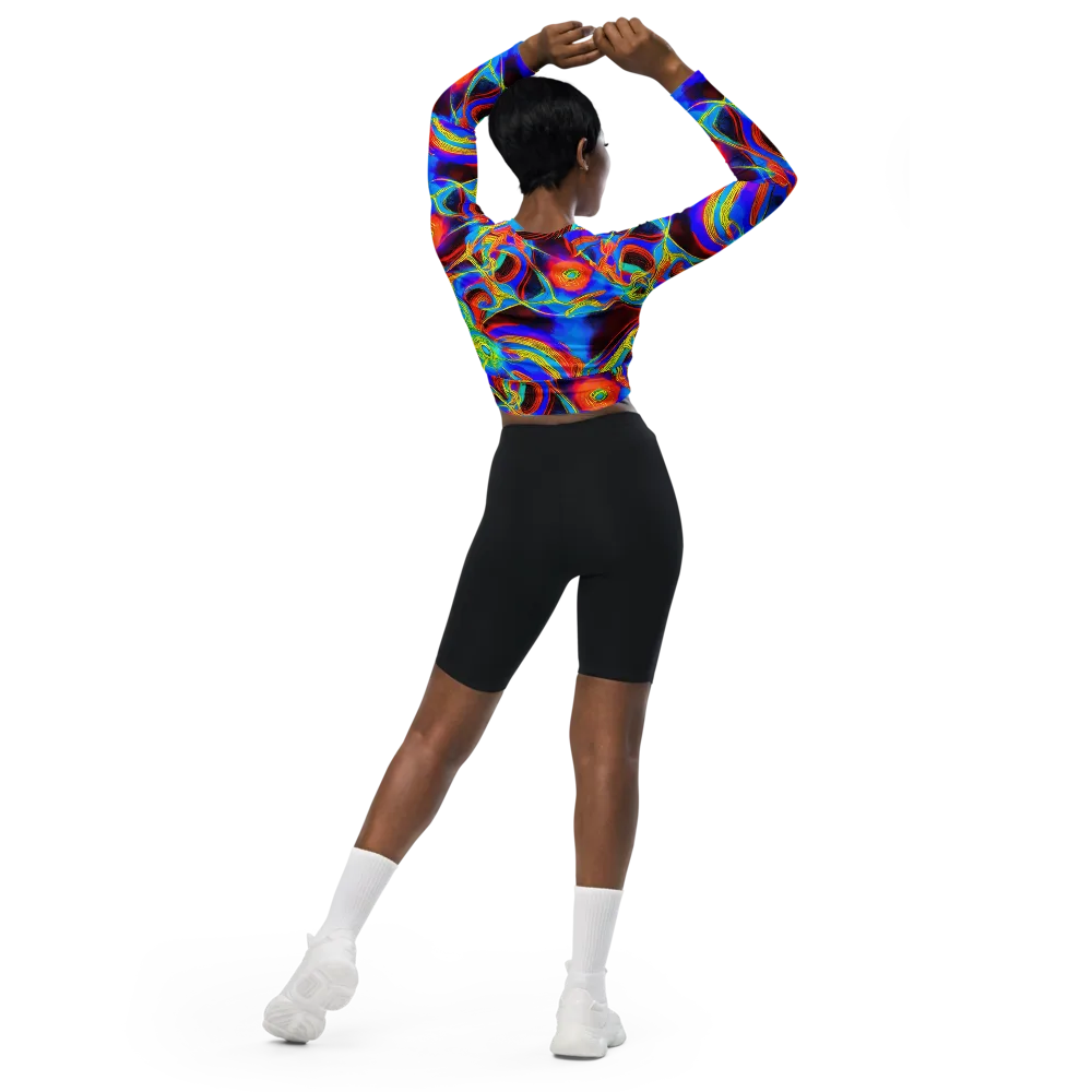 Sunburst Current on Long Sleeve Crop Top — Back