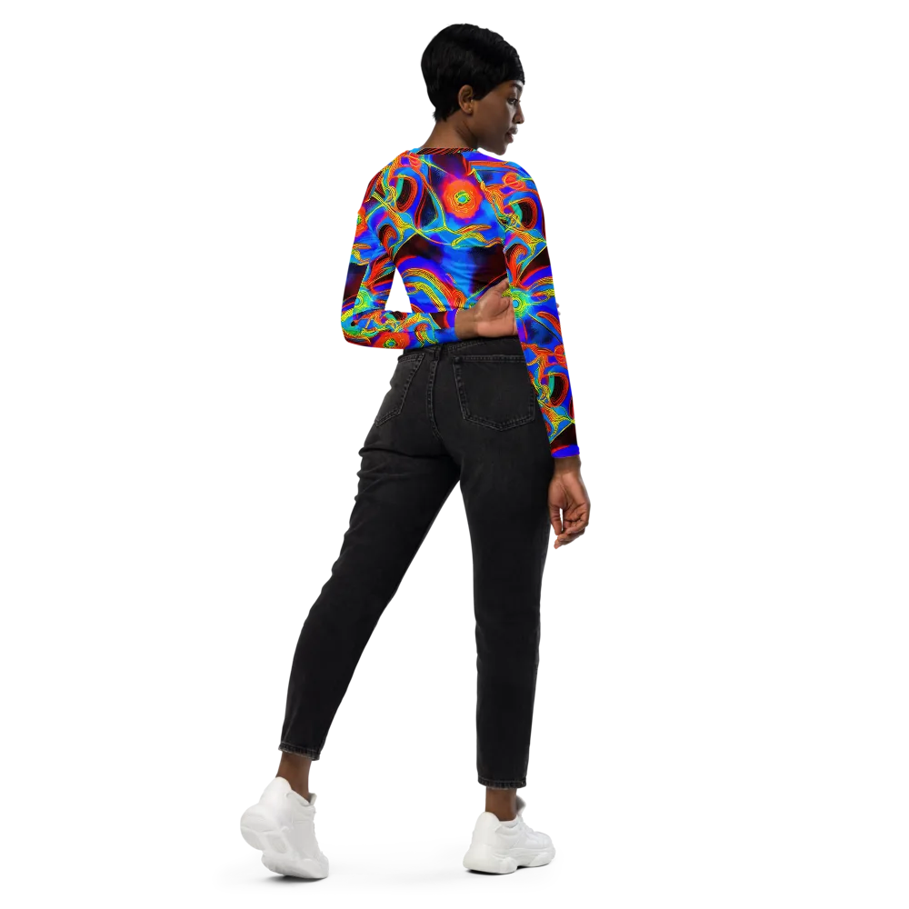 Sunburst Current on Long Sleeve Crop Top — Right Back