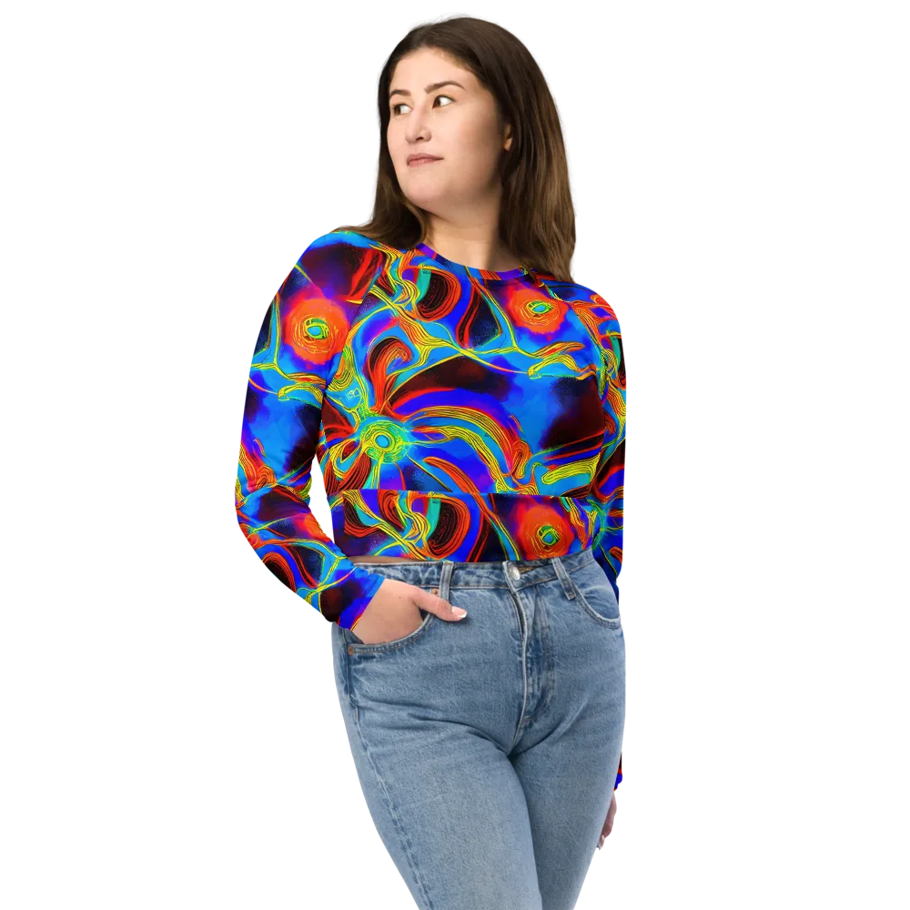 Sunburst Current on Long Sleeve Crop Top — Front