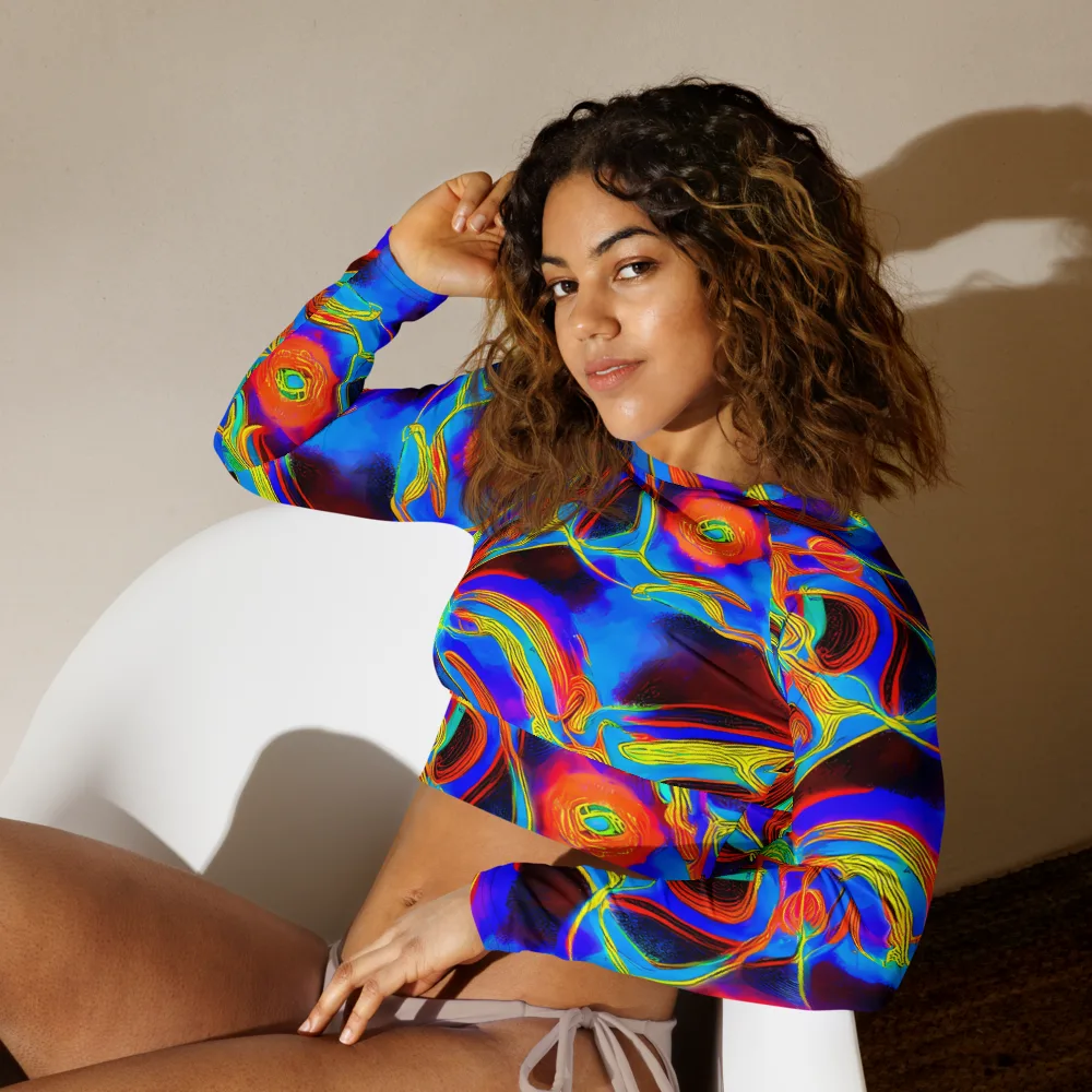 Sunburst Current on Long Sleeve Crop Top — Left Front