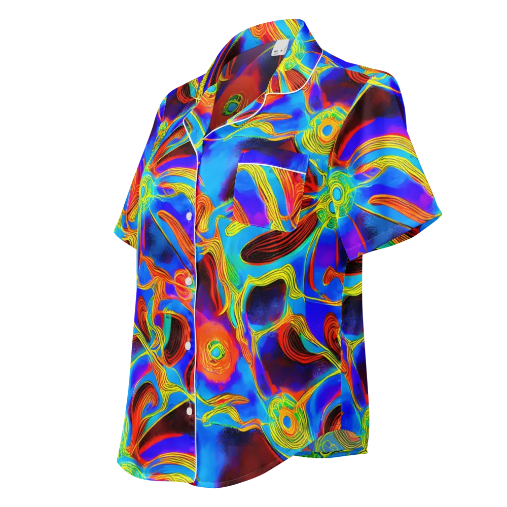 Sunburst Current on Women's Short Sleeve Pajama Top — Left Front