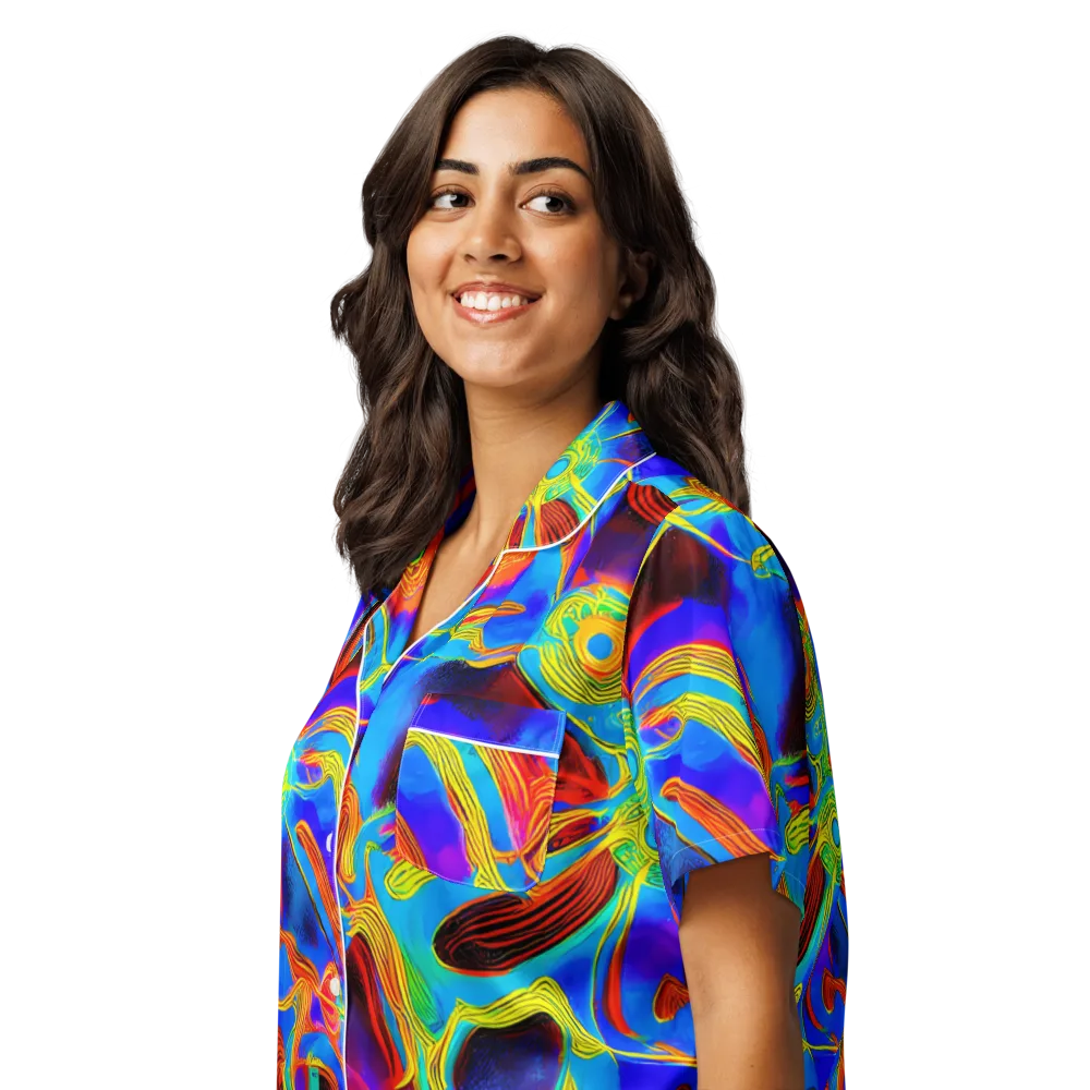 Sunburst Current on Women's Short Sleeve Pajama Top — Left Front