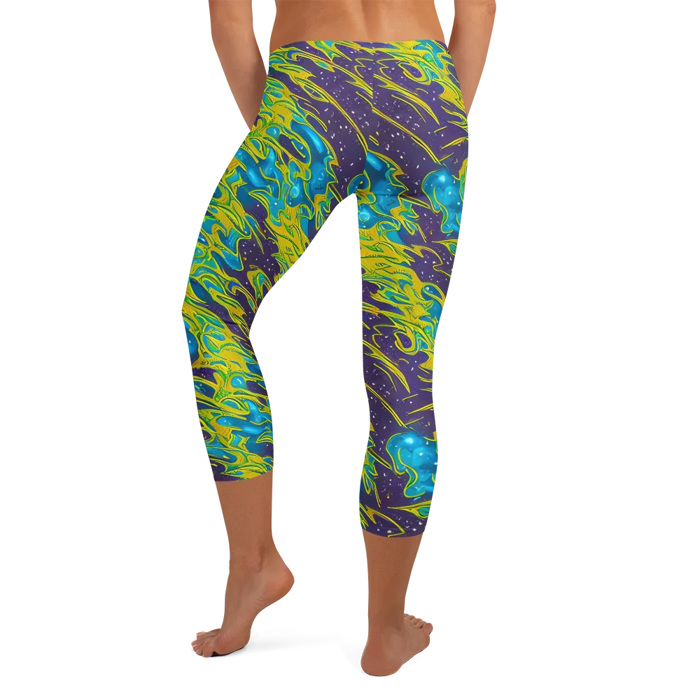 Aqua Eclipse on Capri Leggings — Back