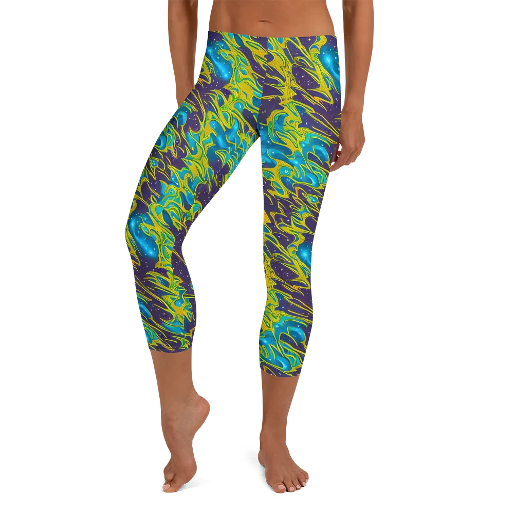 Aqua Eclipse on Capri Leggings — Front