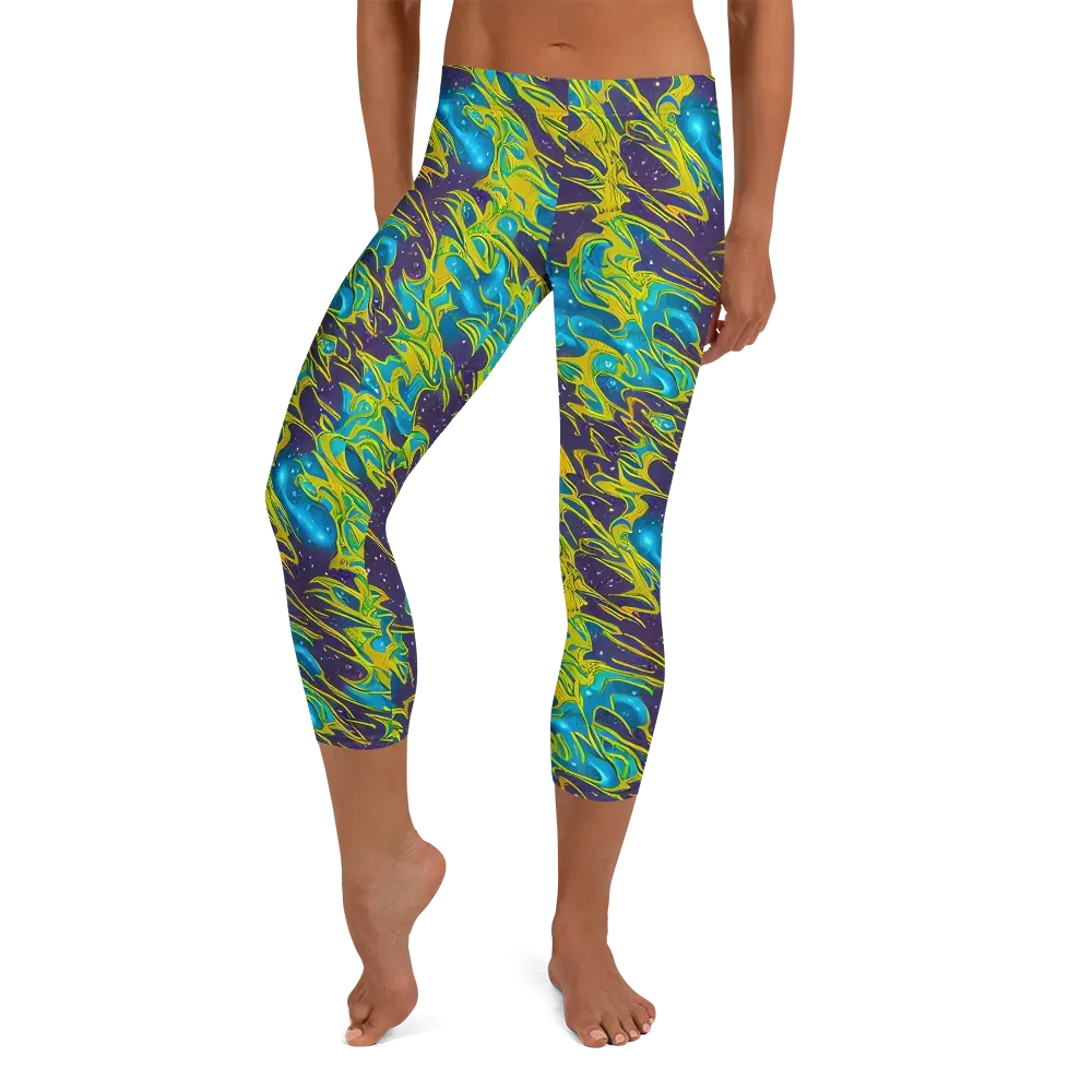 Aqua Eclipse on Capri Leggings — Front