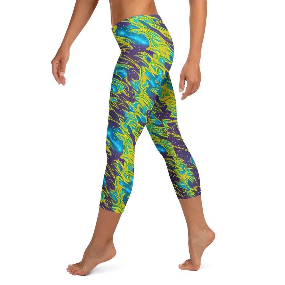 Aqua Eclipse on Capri Leggings — Left