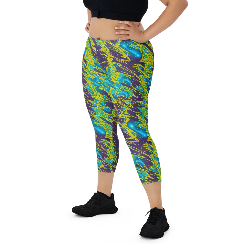 Aqua Eclipse on Capri Leggings — Front
