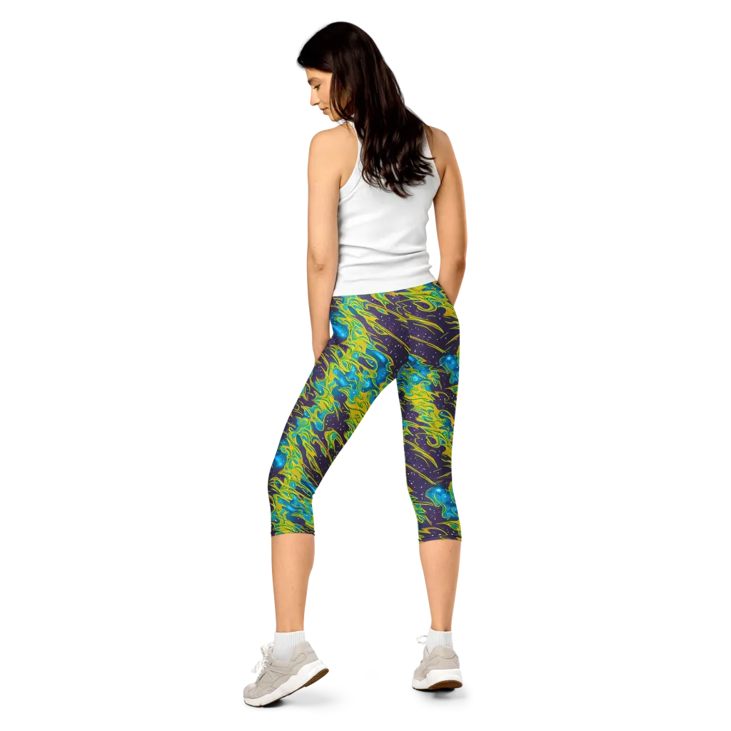 Aqua Eclipse on Capri Leggings — Back
