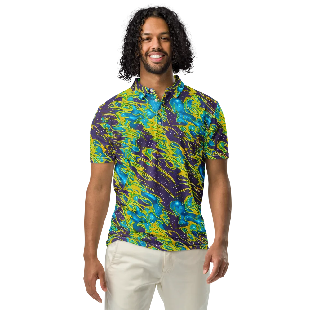 Aqua Eclipse on Men's Slim Fit Polo Shirt — Front