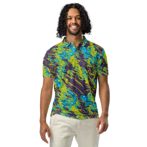 Aqua Eclipse on a Men's Slim Fit Polo Shirt