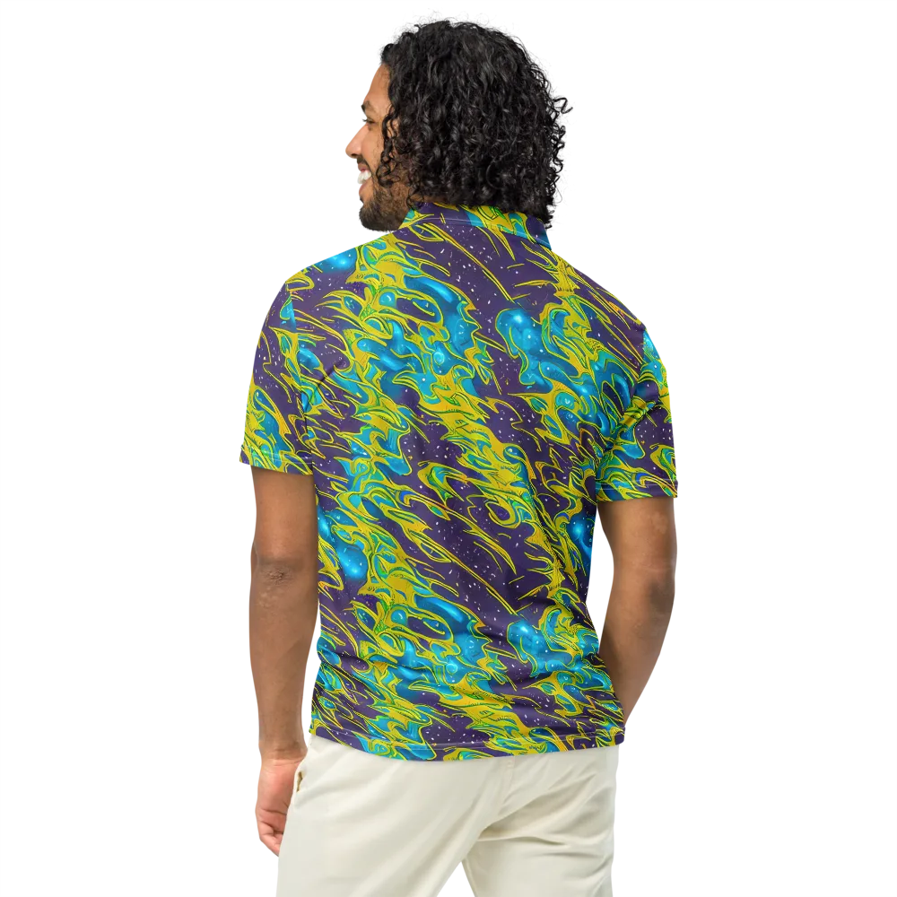 Aqua Eclipse on Men's Slim Fit Polo Shirt — Back