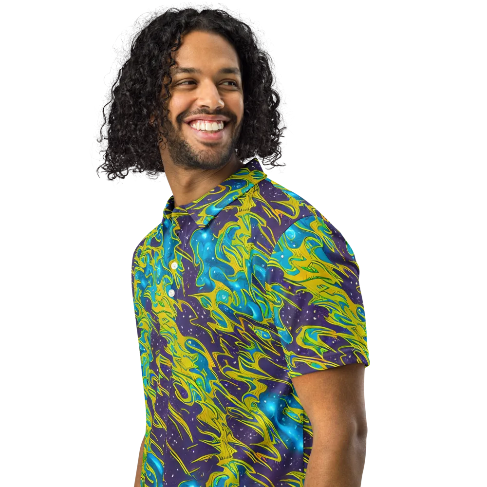 Aqua Eclipse on Men's Slim Fit Polo Shirt — Left Front