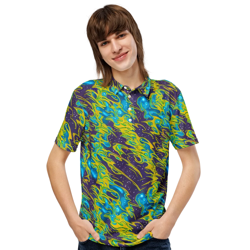 Aqua Eclipse on Men's Slim Fit Polo Shirt — Front
