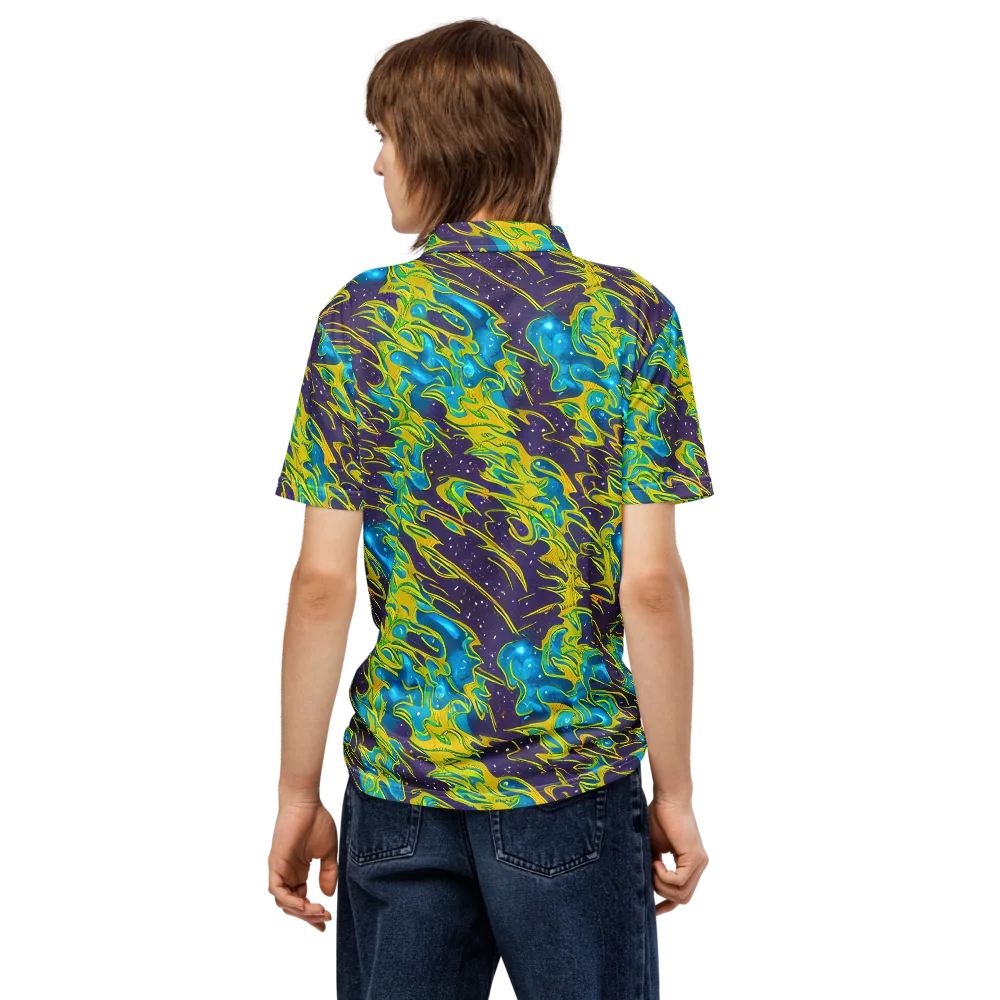 Aqua Eclipse on Men's Slim Fit Polo Shirt — Back